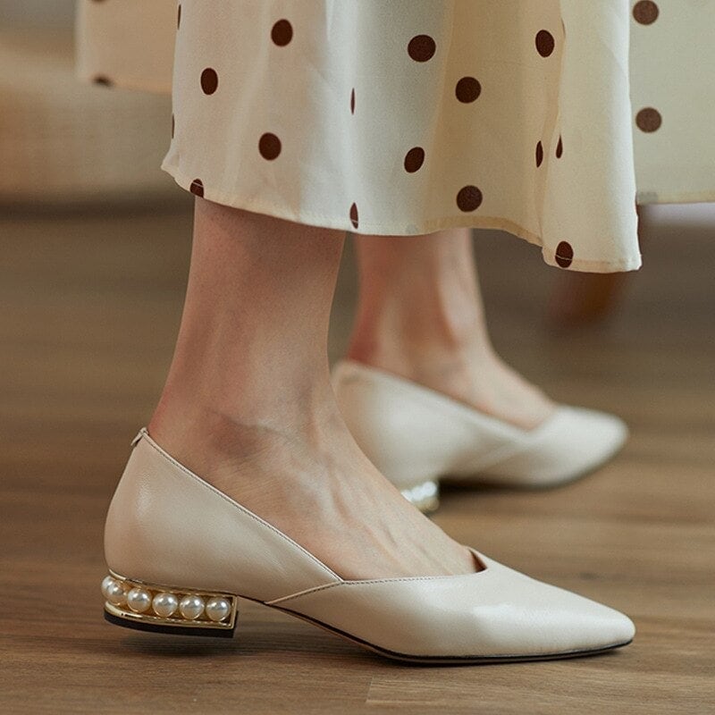 初シングルシューズ先のとがった浅い口パール厚いヒールスタンドワンペダルシ1209