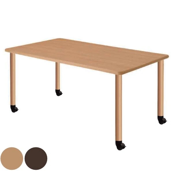 テーブル 幅160cm キャスター脚 高さ調節 長方形 角型 メラミン 施設 介護 オフィス