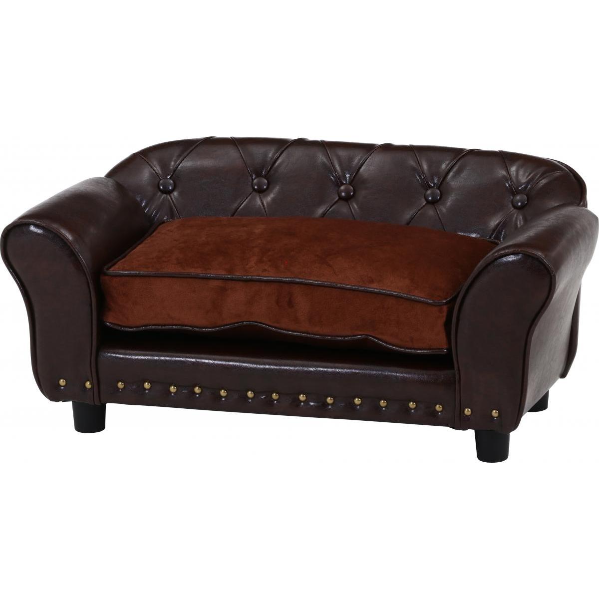不二貿易 ペットソファ チェスターフィールド風 SF-430 BR ブラウン　高級感 ペットベッド ペット家具 インテリア