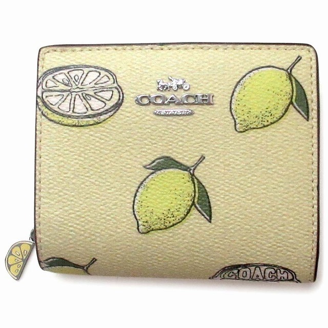 コーチ 財布 COACH アウトレット コーチ スナップウォレット レモンプリント フルーツ柄 二つ折り財布 CAP19 SVXUC