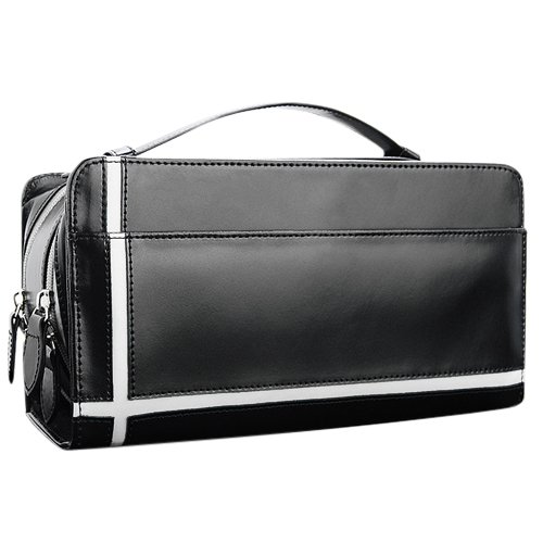 【新規OPEN】【期間限定セール】【激安】【新品未使用】馬革ホースレザー　ホワイトクロスライン　スクエアタイプ　ダブルファスナー式　セカンドバッグ　UH-2175　BK/WH