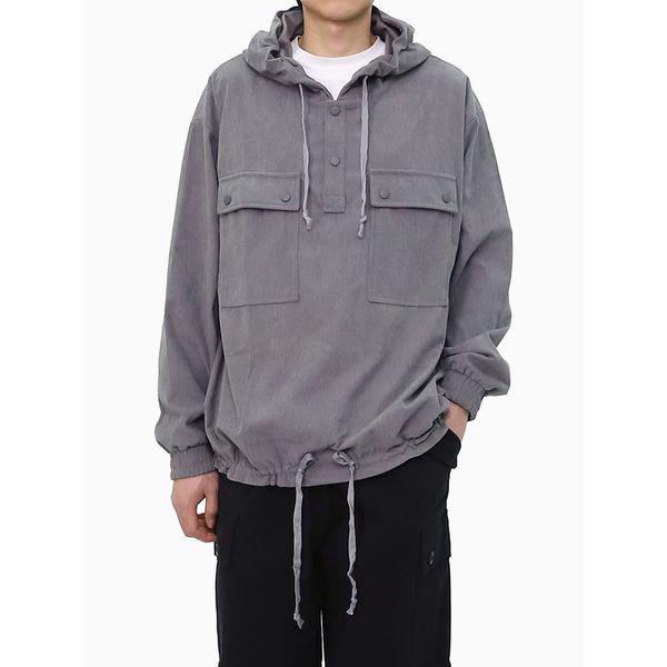 男性コーデュロイフードアノラック冬ゴールデンストリングTシャツSML005_P379004263