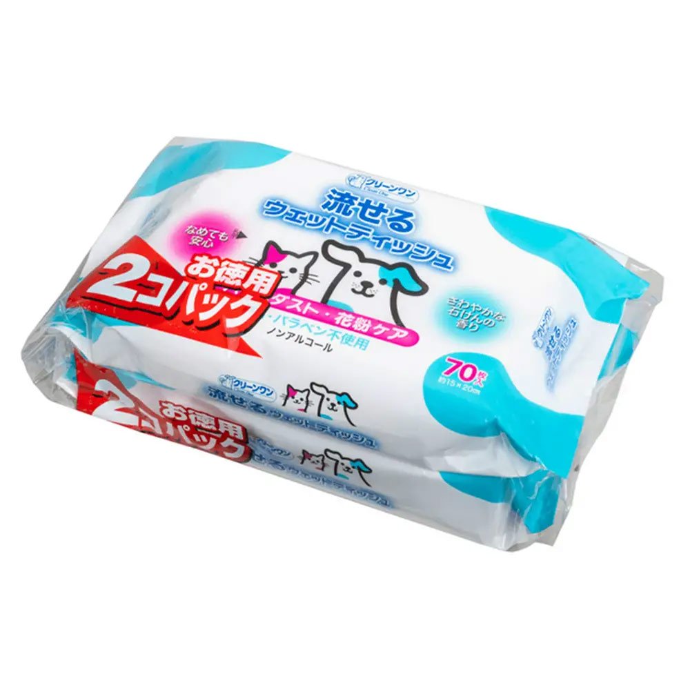 流せるウェットティッシュ　花粉ケア　７０枚X２個X１８　ＣＲＣ40―30―15―00―00