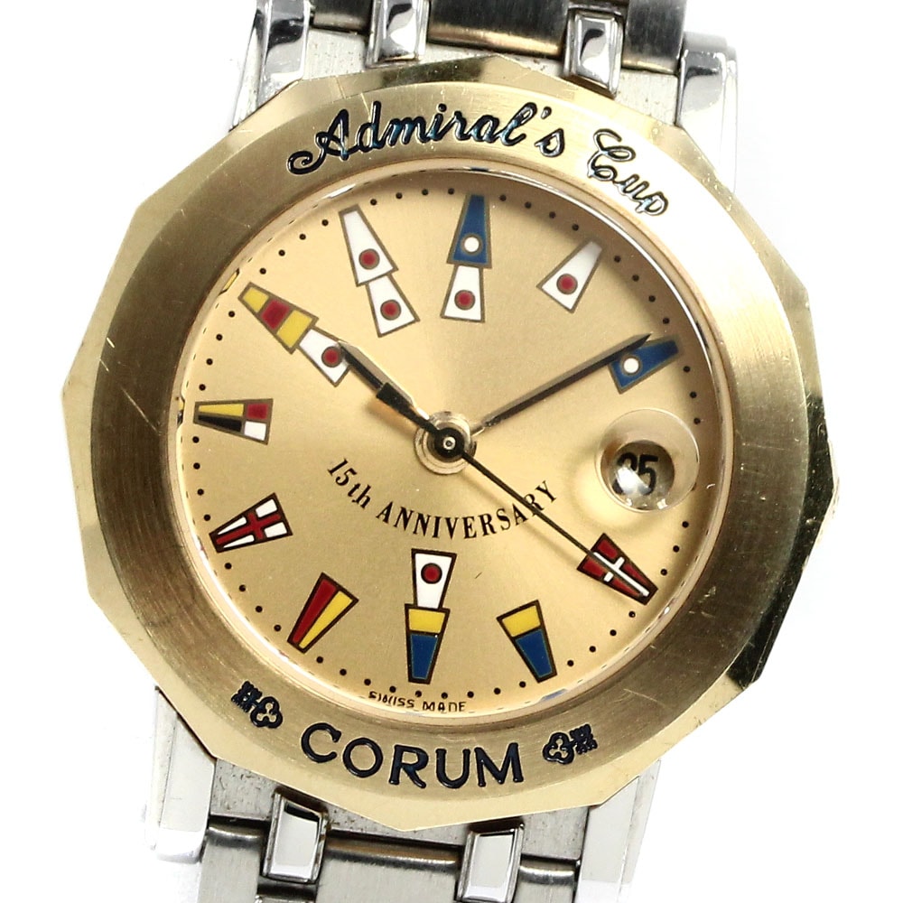 コルム CORUM アドミラルズカップ 15周年記念 YGベゼル クォーツ レディース 保証書付き_771455【中古】