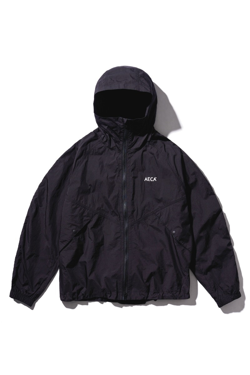 【AECA WHITE】 WASHED NYLON WIND BREAKER : BLACK