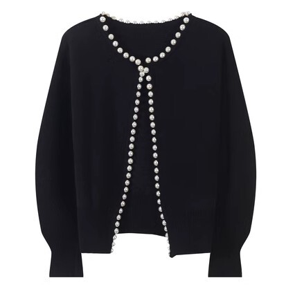 パール カーディガン 長袖 ラウンドネック ウール かわいい 大人可愛い きれいめ シンプル カジュアル 大人 上品 おしゃれ お洒落 かっこいい レトロ 大人女子 こなれ感 ラフ ラブリー キュート