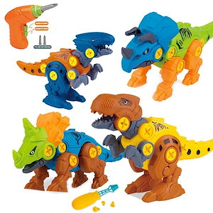 恐竜組み立ておもちゃ4個のDIY恐竜フィギュアセットネジ付き教育用恐竜のおもちゃ34567歳の男の子と女の子へのギフト
