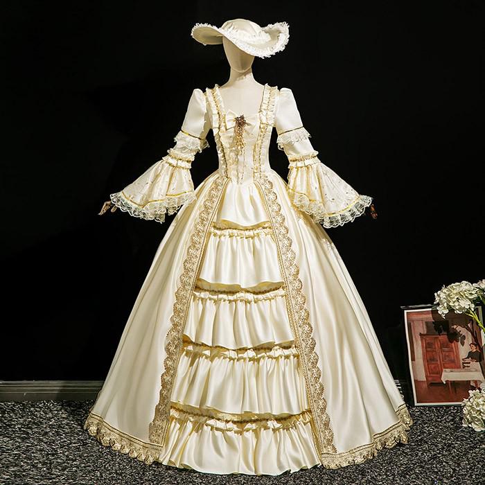 貴族 ドレス 油絵風 お姫様 衣装 カラードレス ロング 宮廷 王族服 お嬢様 舞台衣装 復古 ジュリエット ヨーロッパ ステージ衣装 オペラ声楽 撮影 西洋ドレス レディース ロングドレス 貴族ドレ