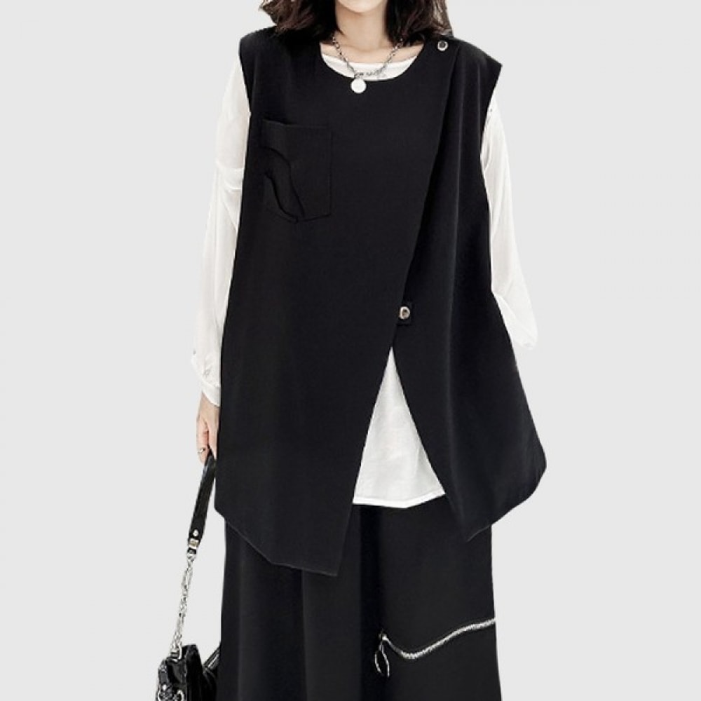 [UNIKE] バックジップポイントオーバーフィットベスト