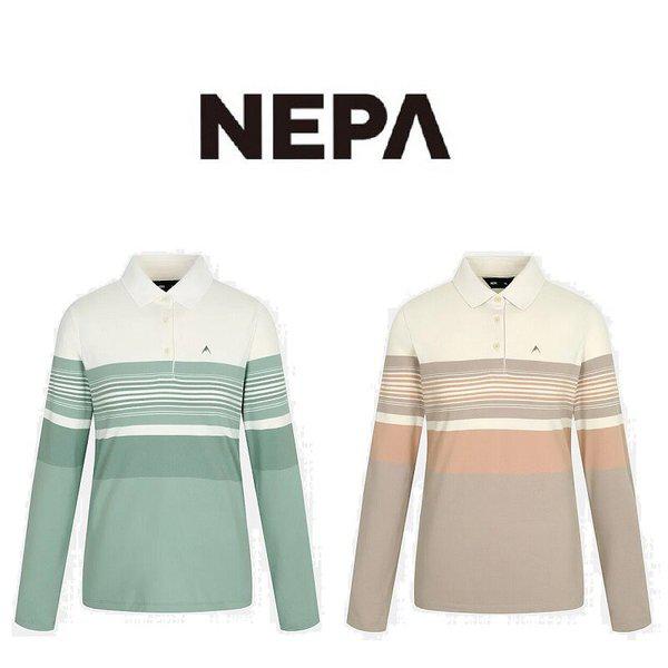 女性ストライプ柄起毛ポロシャツ（レギュラーフィット）_7J85244_BP