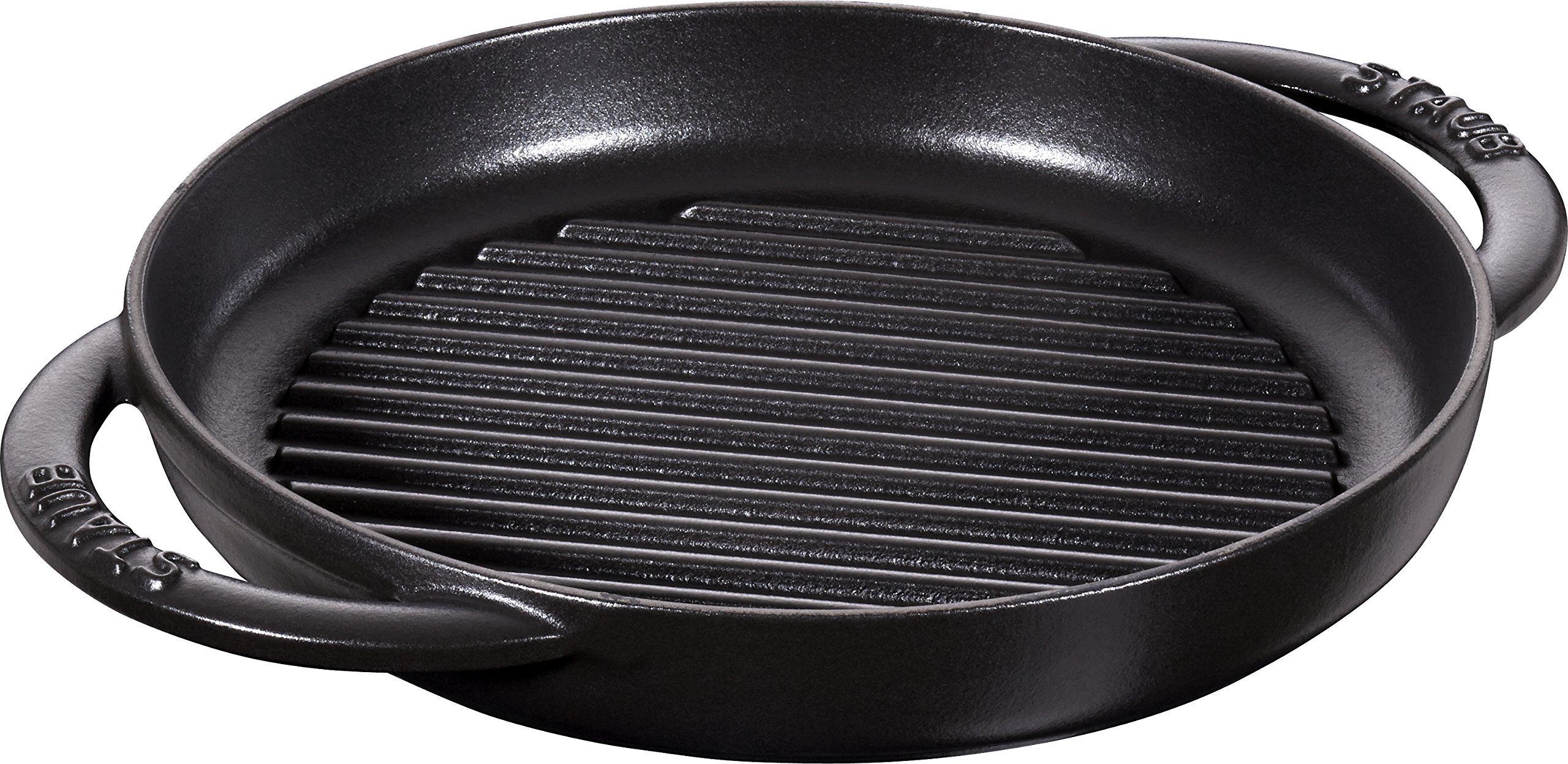 staub ストウブ 「 ピュアグリル ラウンド ブラック 22cm 」 グリルパン 両手 鋳物 ホーロー IH対応 【日本正規販売品】 Grill & Frying Pan 40511-520