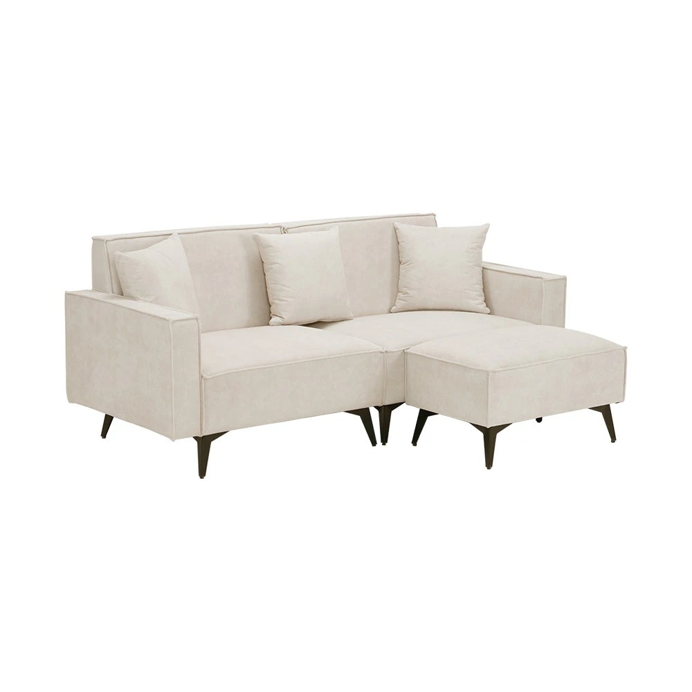 ソファー ソファ 3人掛け コンパクト 幅153cm カウチソファー オットマン付き コーナーソファー L字型 リビングソファー ソファーセット ソファセット ファブリック 弾力 自由レイ