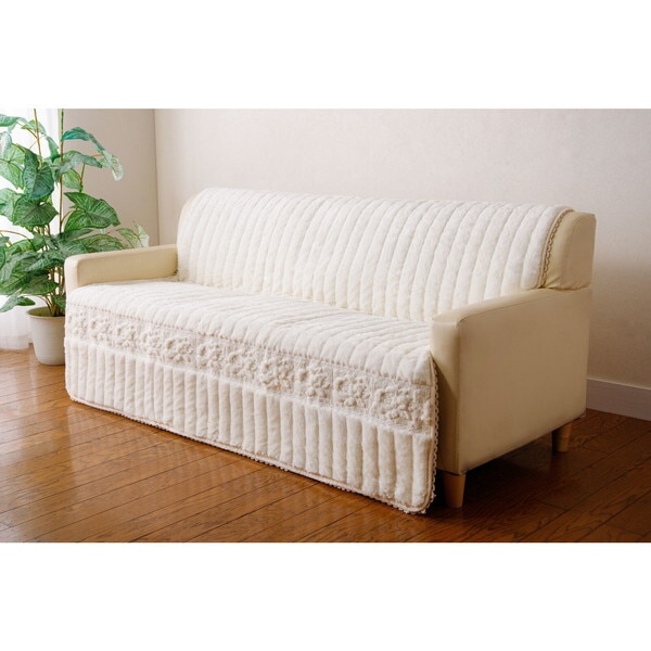 ファミリー・ライフ トーション付きふわふわローズソファカバー 1人掛用 アイボリー(a3548610) メーカー直送