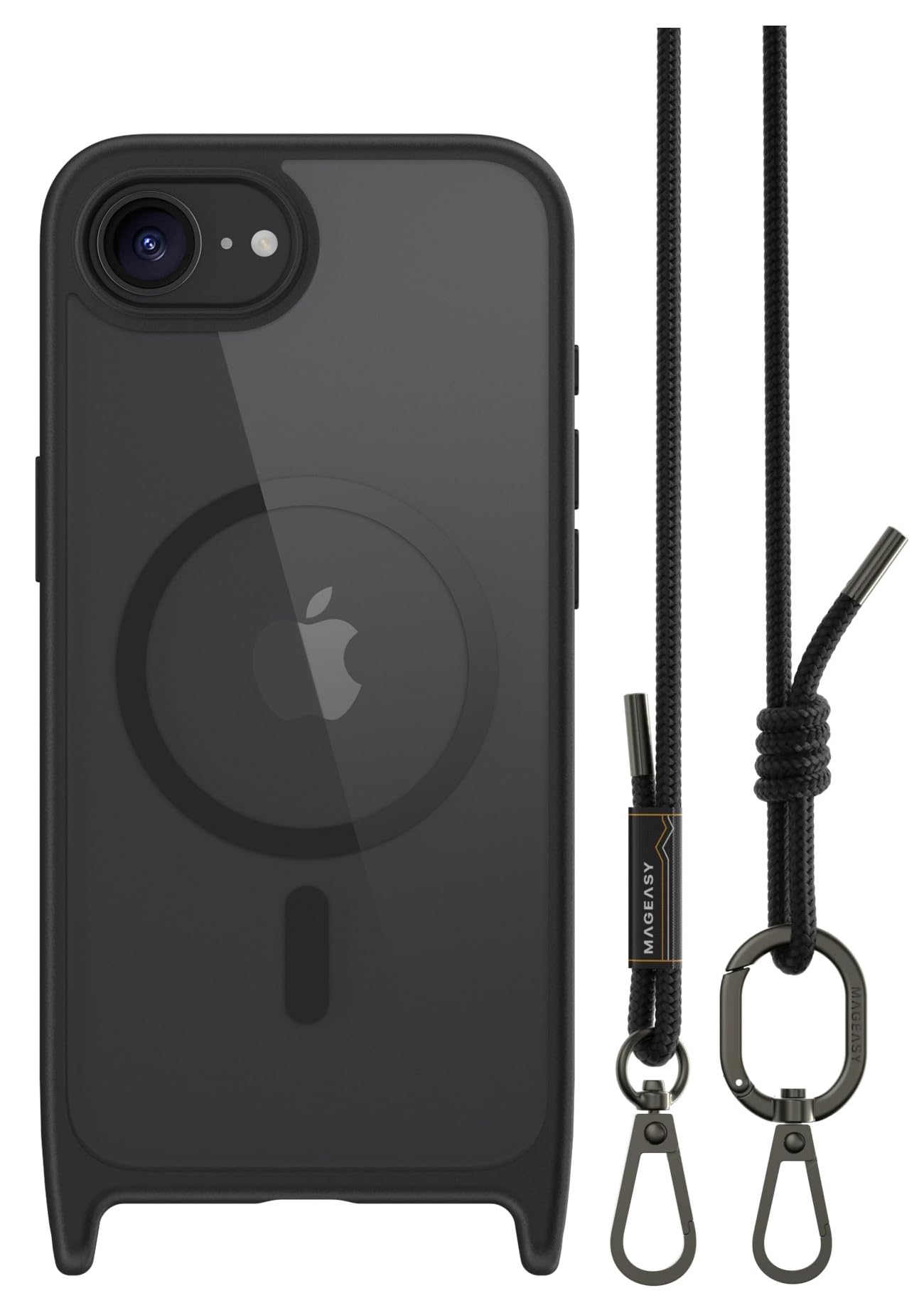 【MagEasy】 iPhone 16e 対応 ケース ショルダー ストラップ 付き クリア マグネット リング付き 耐衝撃 MIL規格 マグネットリング スマホケース [ iPhone16e アイフ