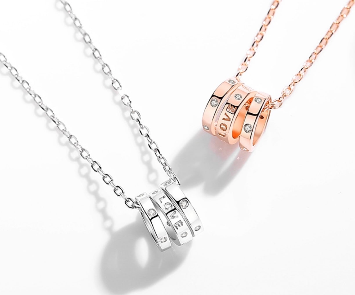 母の日 ネックレス レディース リング LOVE 豪華15粒 2色/SILVER925 プラチナ仕上