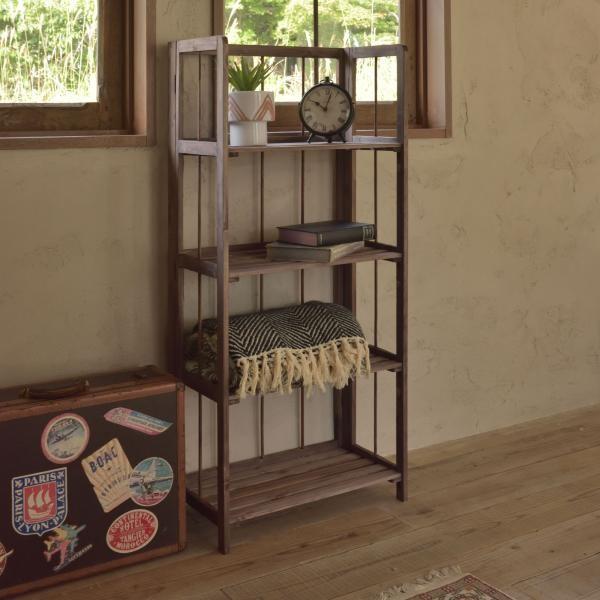 シェルフ 4段 棚 折りたたみ式 木製 収納 おしゃれ