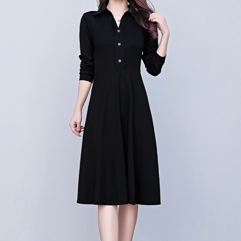 ヨモジョモ1785カラーボタンカジュアルワンピース