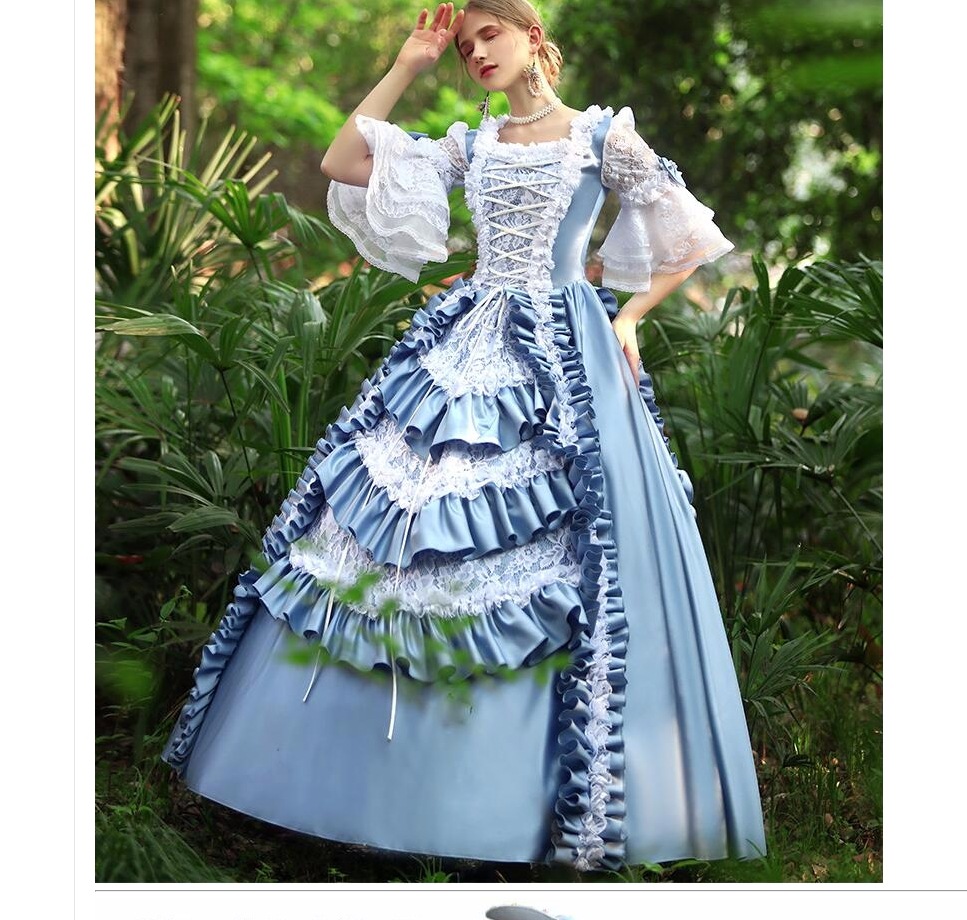 凄く人気がある 上品 お呼ばれフェミニン 貴族ドレス プリンセスライン ステージ衣装 オペラ声楽 中世貴族風 お姫様ドレス 宮廷中世風 ドレス 豪華なドレス 中世ヨーロッパ 編み上げ パニ