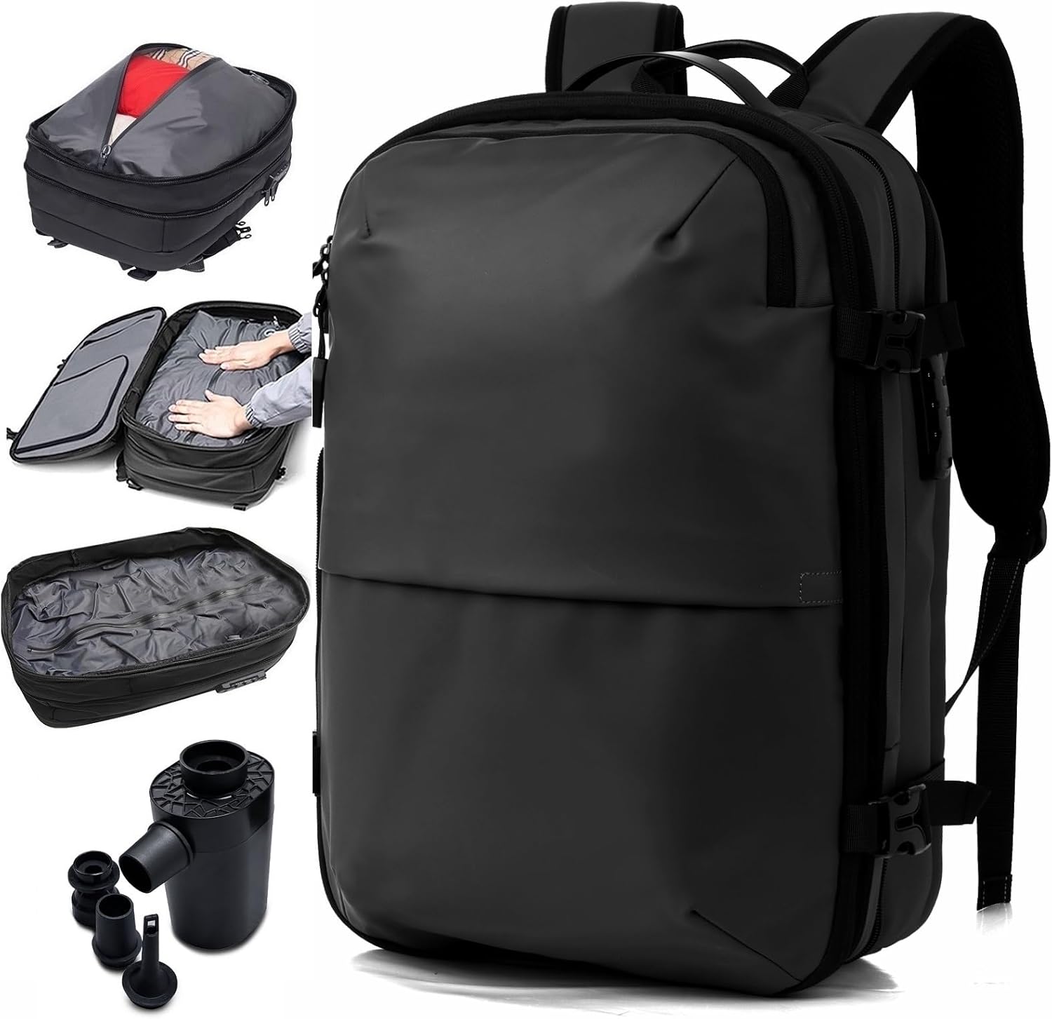 真空圧縮リュック 電動ポンプ付き 17インチPC対応 2層構造 大容量 多機能 TSAロック 乾湿分離 キャリーオン機能 50L 拡張可能 35,734円