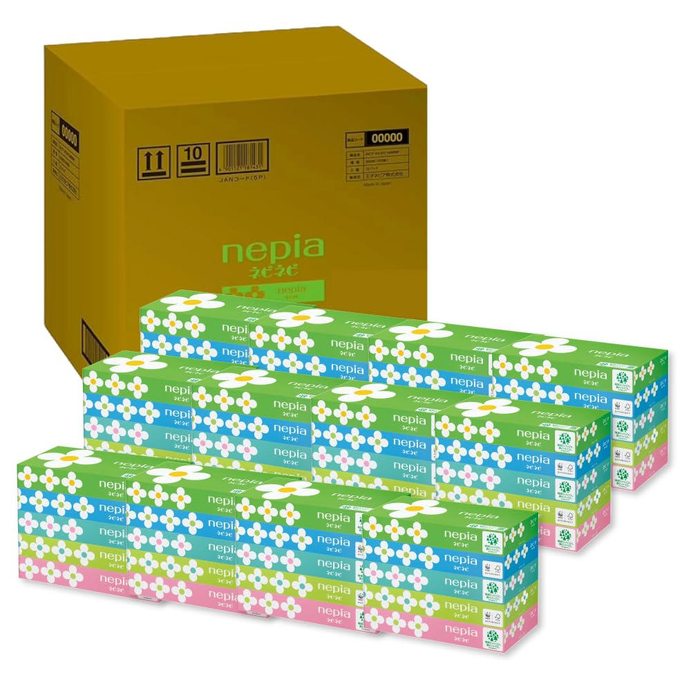 ネピア ネピネピ ティシュ 300枚(150組)×60箱(5箱×12パック)ケース品FSC ティッシュペーパー