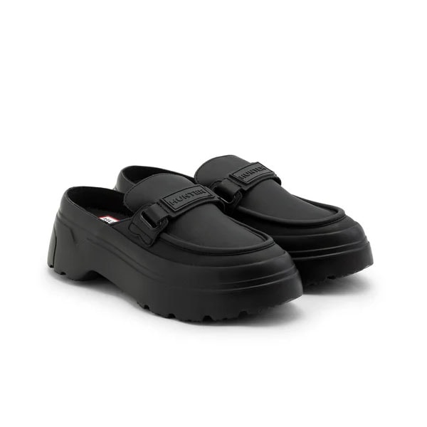 ハンター HUNTER レディース リファインド エクスプローラー フラットフォーム ローファー ミュール ブラック WFF3103LEA-BLK シューズ