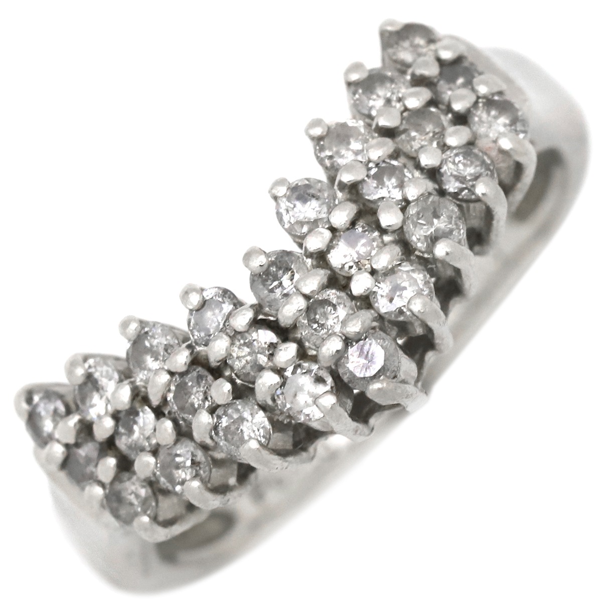 リング 指輪 ダイヤリング Pt900 ダイヤモンド プラチナシルバー V字 Vライン 8号【中古】