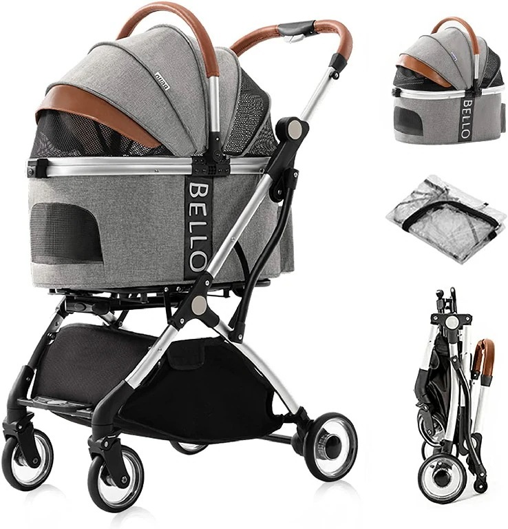 ペットカート ペットキャリー 分離型 犬用 バギー 折りたたみ式 【レインカバー付き】 自立可 多頭中小型犬 中型犬バギー 猫用 取り外し可能 前輪360 4輪ペットカート 多機能 通気 軽量 耐荷