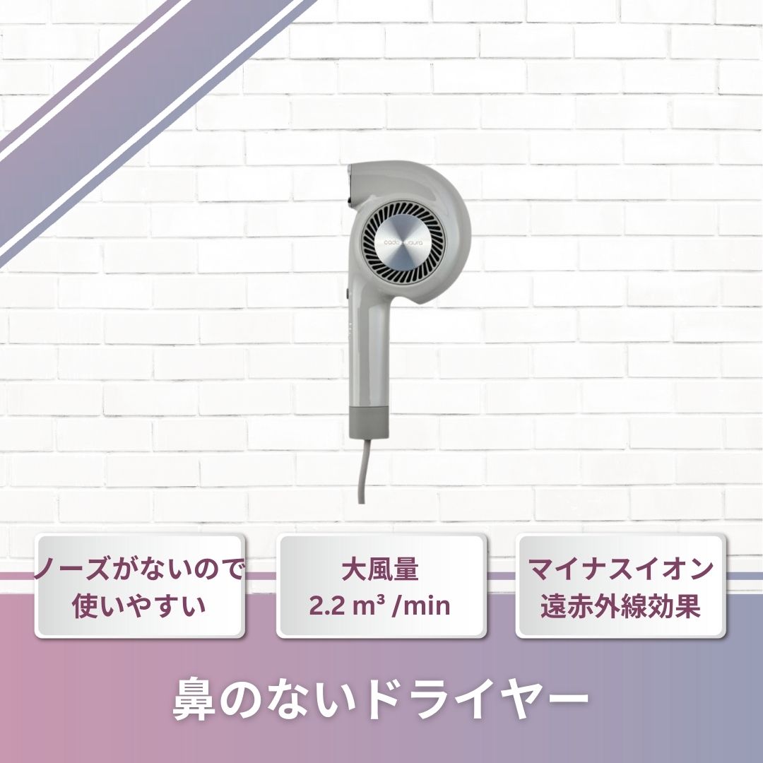 【軽量&パワフル】ヘアドライヤー BD-E2 省スペース 遠赤外線で髪に優しい 大風量2.2 m /min 自立 グレー