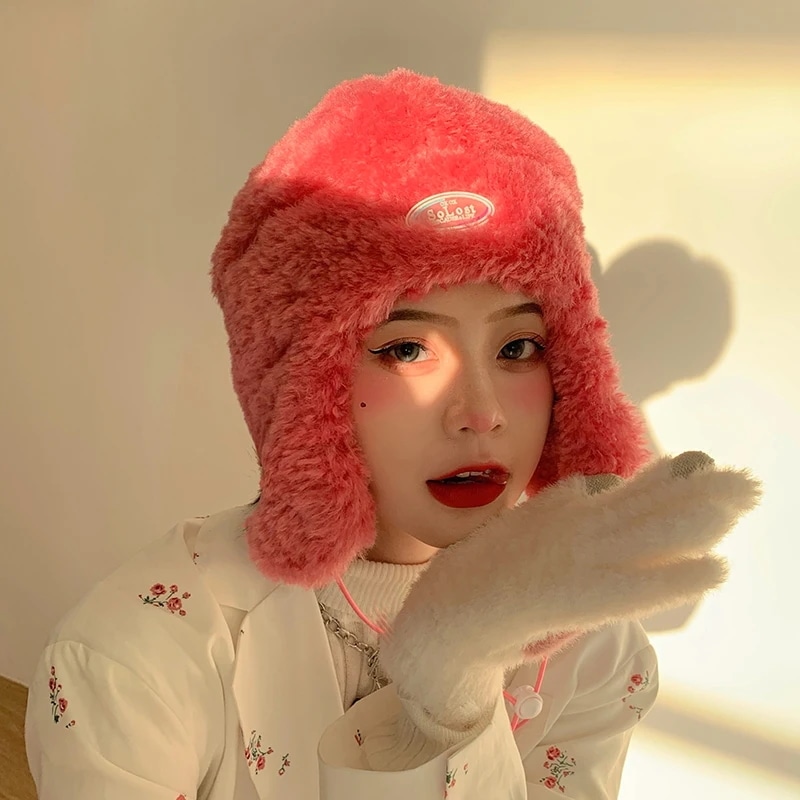 フラップ付きの人工毛皮の冬の帽子,ママのための暖かい帽子,毛皮のフード付き