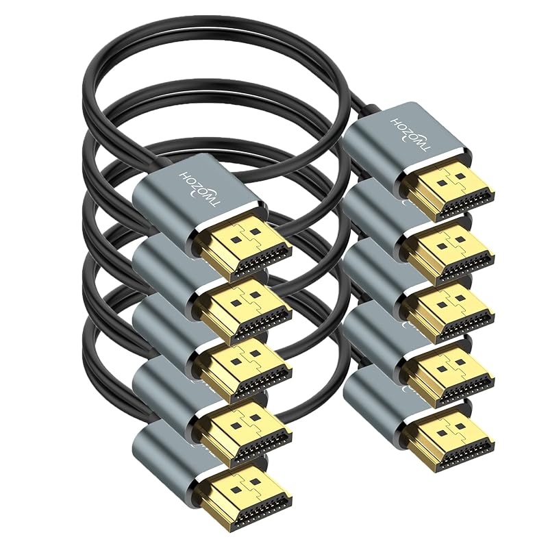Twozoh スリム4K HDMIケーブル 5M 5本入り 超薄型&フレキシブル スキニーHDMI 2.0コード 4K/60HZ 18gbps ノートパソコン モニター PS5 PS4 Xbox On