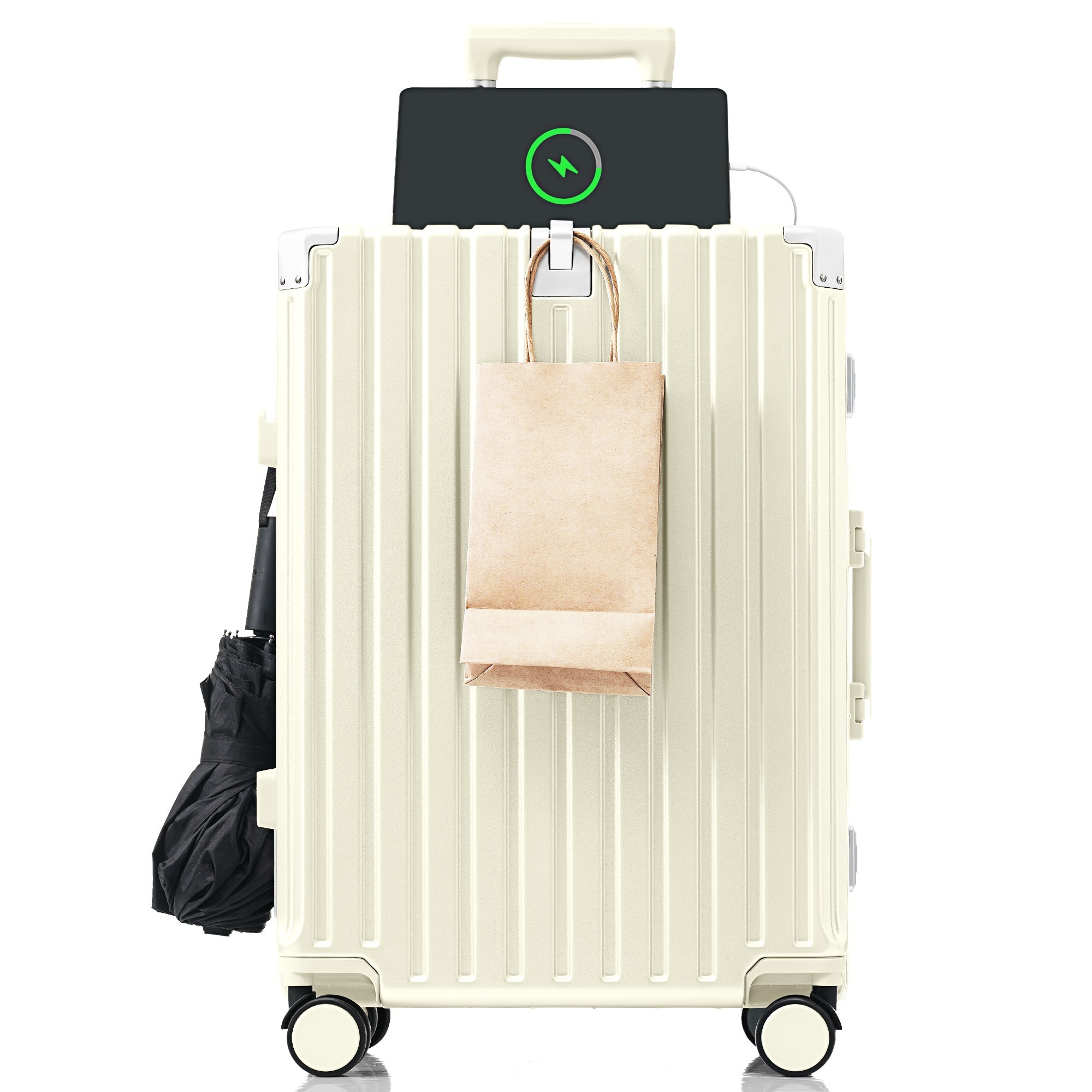 【211】スーツケース キャリーケース キャリーバッグ Lサイズ フレームタイプ アルミ USBポート付き カップホルダー フック式底足 リンクホルダー 軽量 おしゃれ 電車 静音 海外 高級感 TS