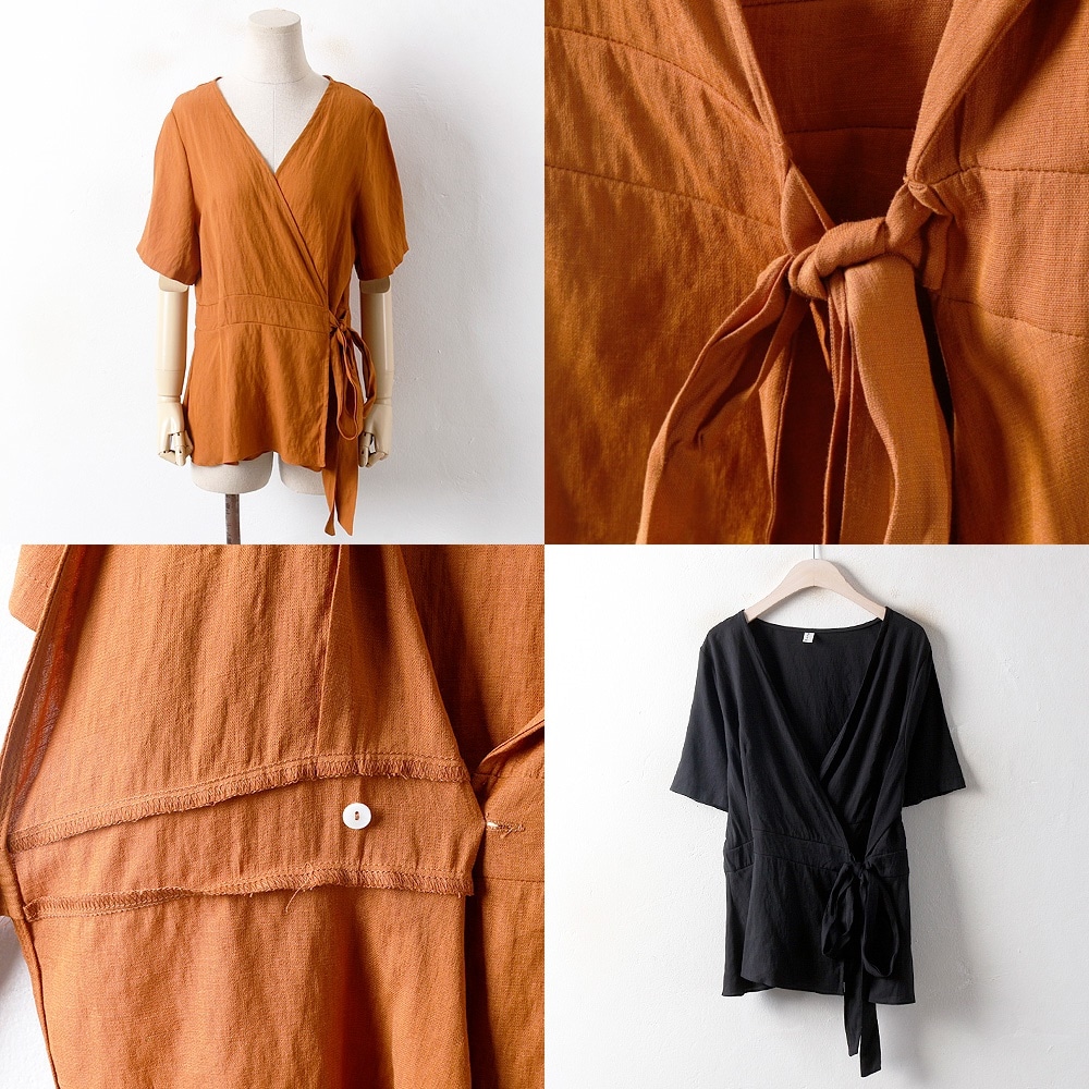 韓国ファッション大きいサイズYPロマンラップブラウス（2858H808）ビッグ女性服ロングルーズフィット korea fashion bigsize