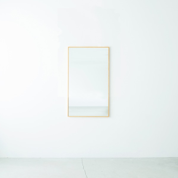 (2個セット)細枠ウォールミラー(60×90)(ナチュラル) 天然木 姿見鏡 ワイド 高級感 木製 飛散防止加工 壁掛け 北欧風 玄関 トイレ 洗面 日本製 完成品 業務...