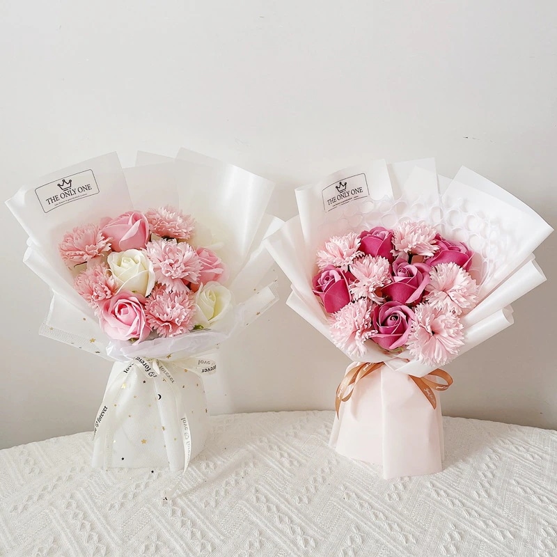 カーネーションの花束 ローズミックス 模擬フラワー ソープフラワー 先生への母の日ギフト