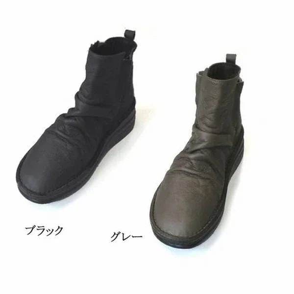 サイドゴアブーツ ブーツ レディースシューズ レディースファッション 靴 本革 サイドゴア くしゅく