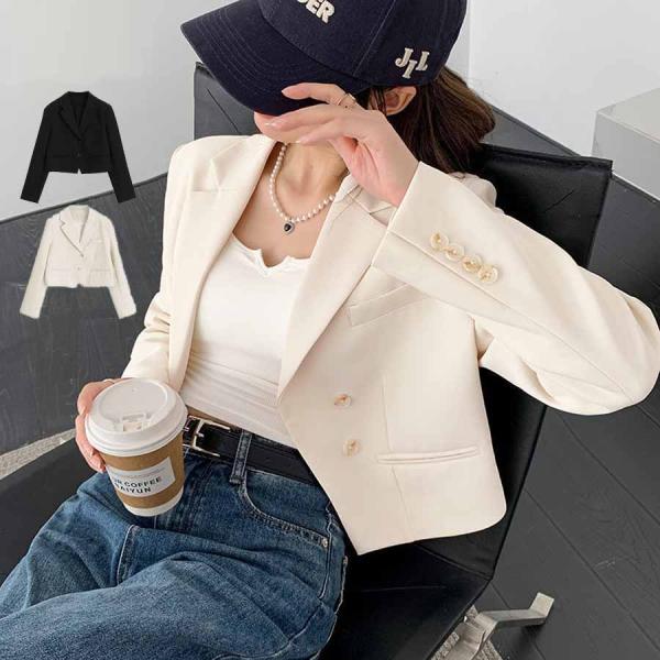 テーラードジャケット ショート丈 レディース スーツ きれいめ スーツジャケット 春 秋 フォーマル 長袖 仕事 アウター OL オフィス(宅急便のみ対応)