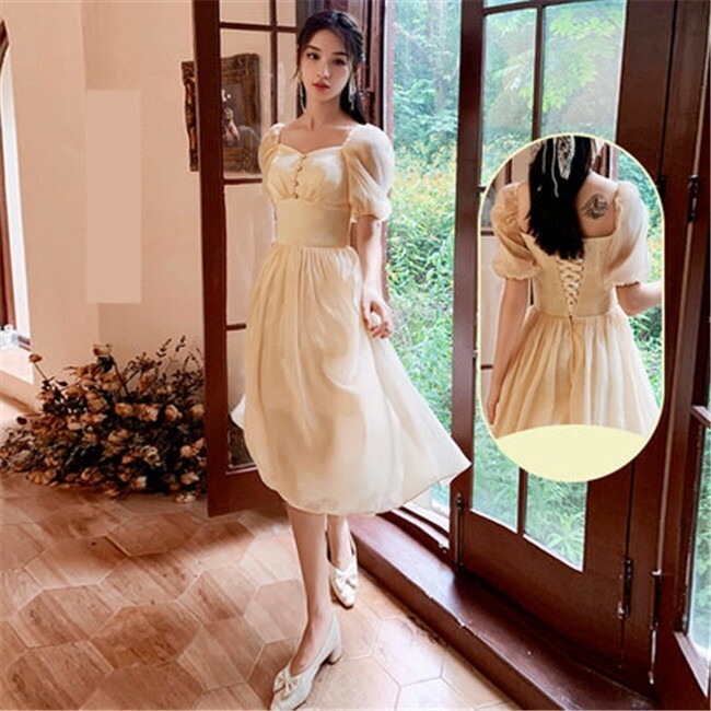 シャンパン　4タイプ　レース　ブライズメイド　ドレス パーティードレス　ミデイアム丈　ミディアム丈　ミディアムドレス　フォーマルドレス　ワンピース二次会演出司会 結婚式お呼ばれ　ゲストドレス　演奏会