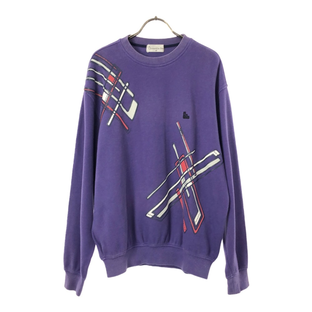 サンタフェ 日本製 プリント 長袖 トレーナー 48 パープル santa fe スウェット メンズ