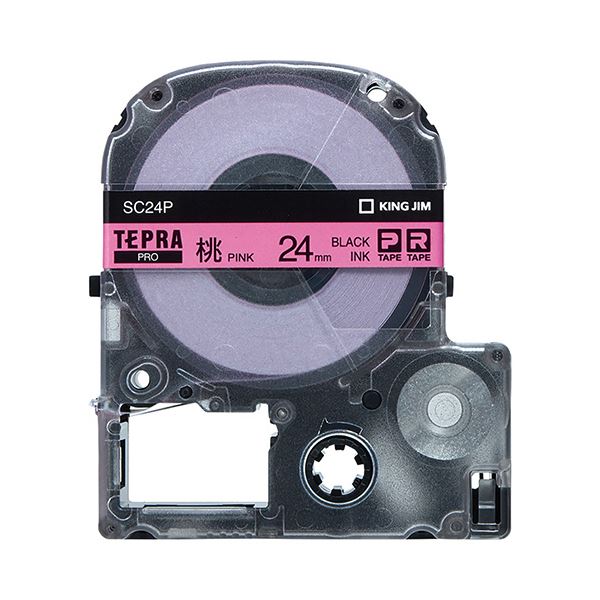 (まとめ) キングジム テプラ PRO テープカートリッジ パステル 24mm ピンク／黒文字 SC24P 1個 (×10セット)
