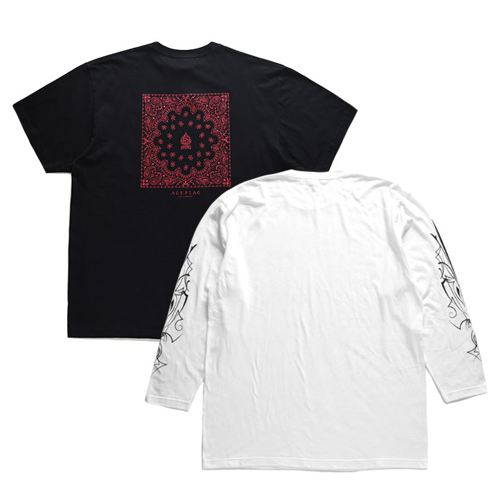 CE FLAG セットアップ 重ね着 半袖 Tシャツ 長袖 ロンT ブランド メンズ 春秋冬用 黒 大きいサイズ エースフラッグ オールド文字 ペイズリー バンダナ 7,810円