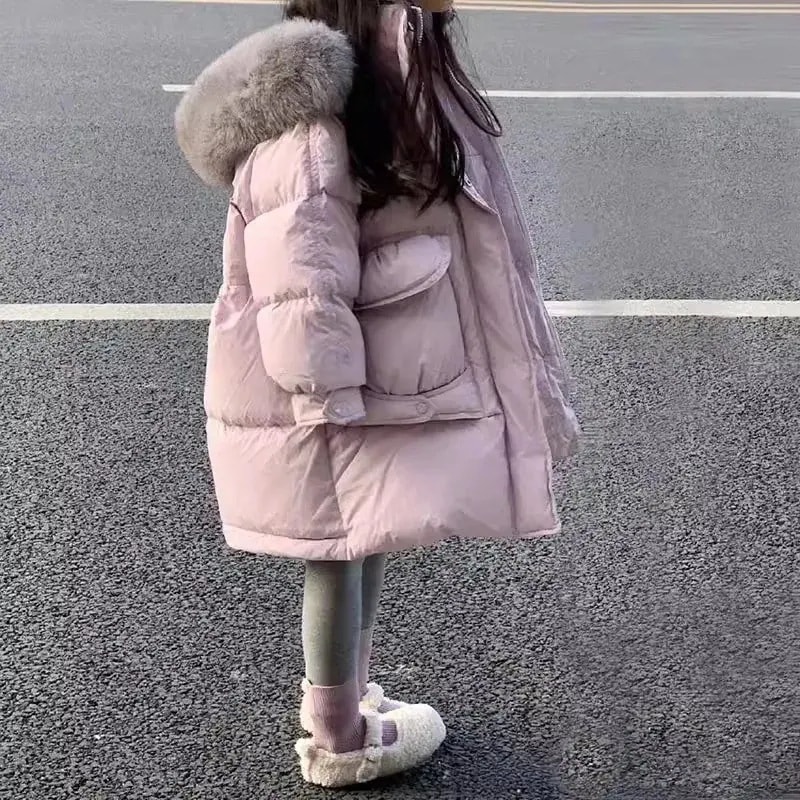 【急速出荷!】中綿コート ロング丈 ダウンジャケット 子供服 男の子 女の子 キッズ トレンチコート ダウン風 フード付き 防寒 暖かい