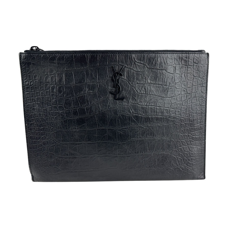 サンローラン SAINT LAURENT クラッチバッグ 型押しレザー ブラック ユニセックス 453249 z5875