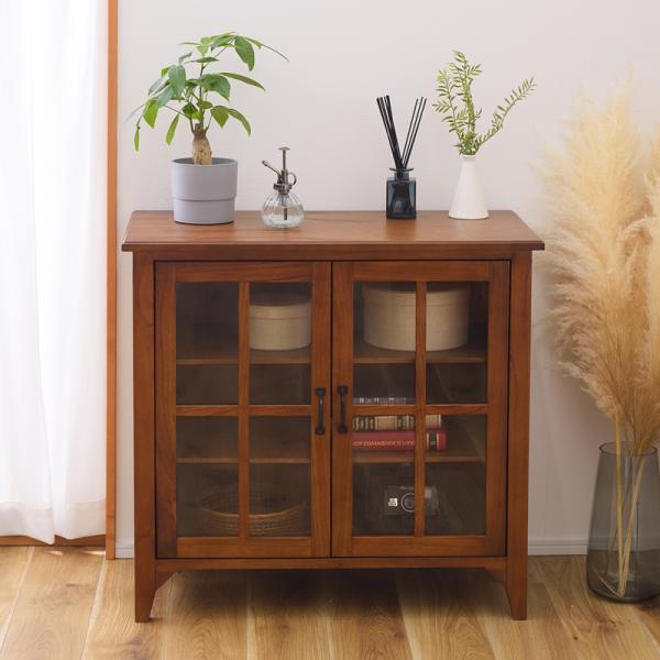 キャビネット 収納 ナチュラル 北欧モダン 木製 天然木 おしゃれ 和 モダン カントリー調 収納棚 ガラス 扉 食器棚 ミニ 小さい 小型 省スペース コンパクト 29,387円