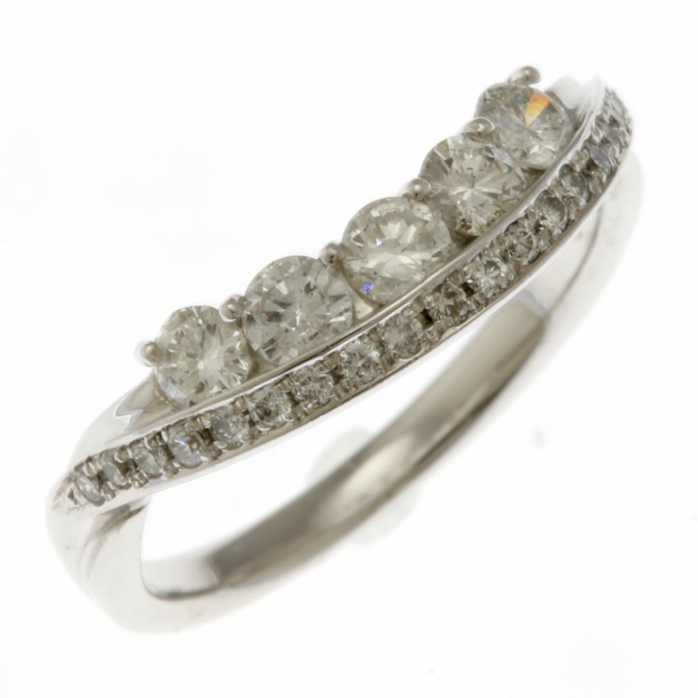 リング 指輪 11号 18金 K18ホワイトゴールド ダイヤモンド 中古 美品