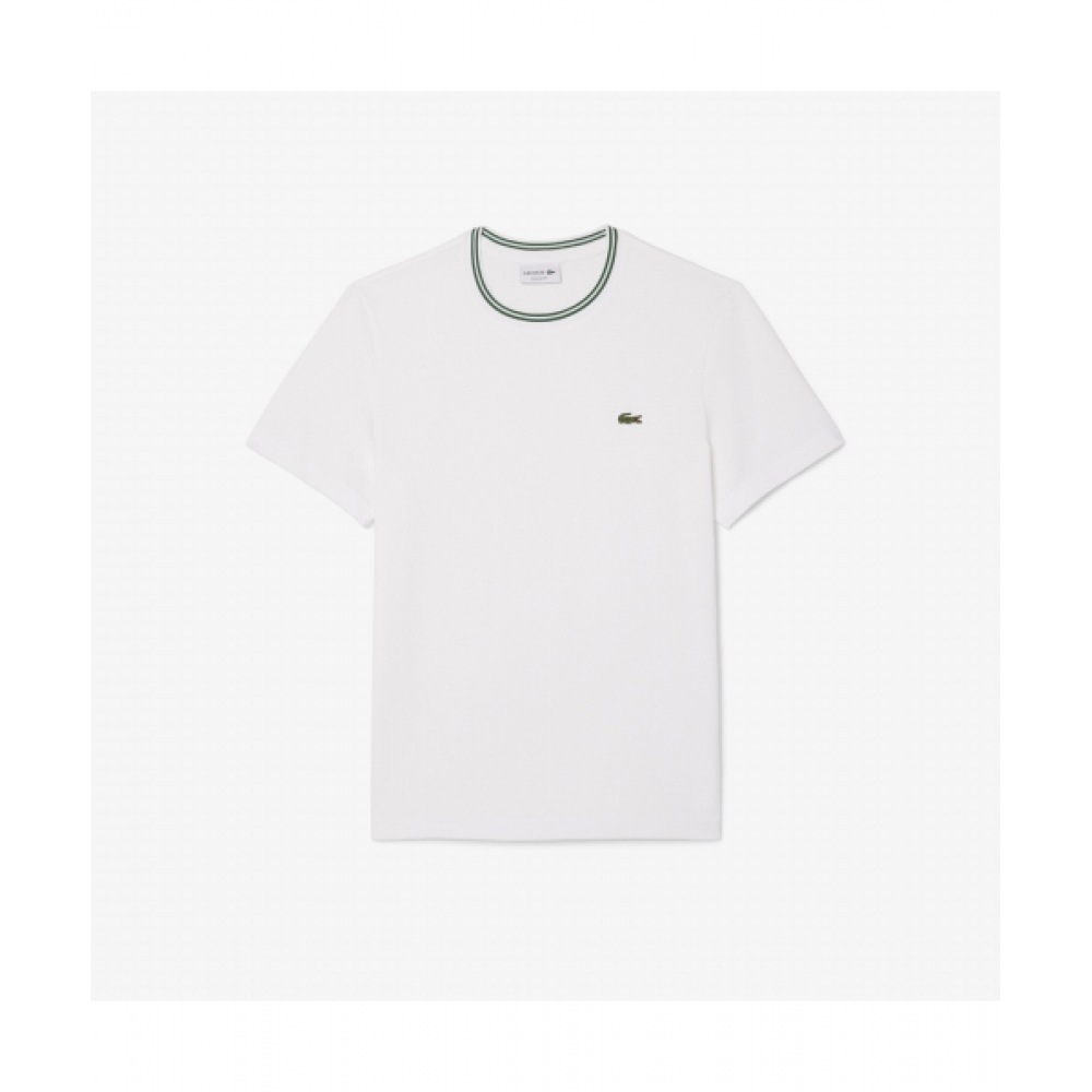 LACOSTE 男性 ネックティッピング 半袖 Tシャツ [ホワイト]