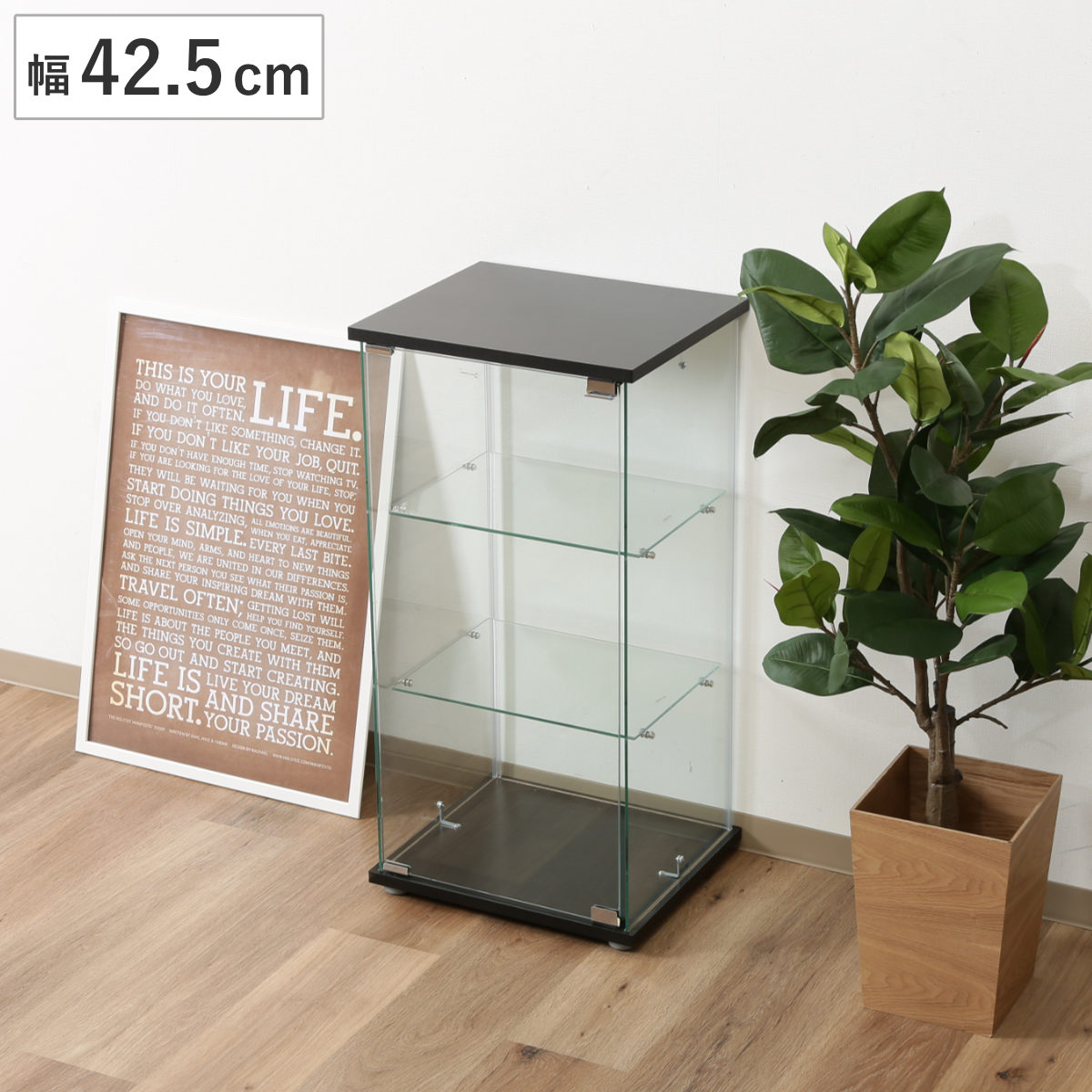 コレクションケース 3段 幅42.5cm 4面ガラス ショーケース ディスプレイケース ガラス製 ガラスケース 収納 キャビネット ガラスキャビネット ディスプレイラック 飾り棚 ディスプレイ