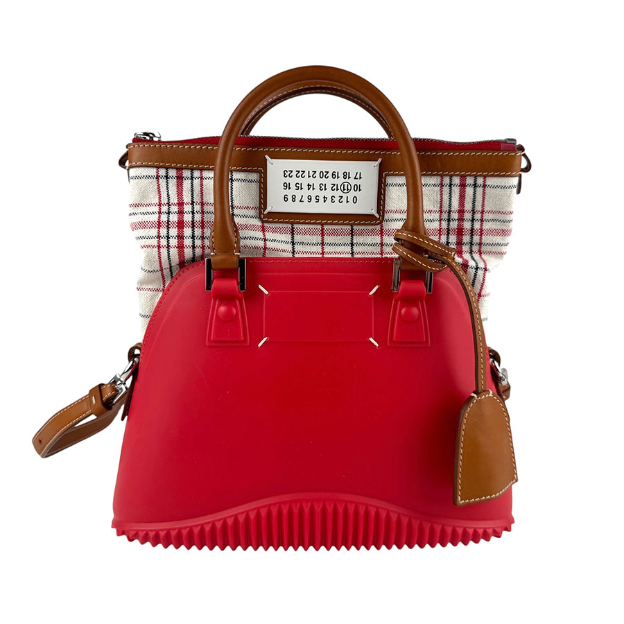 メゾンマルジェラ Maison Margiela ハンドバッグ ショルダーバッグ 5AC ミニ ラバー/キャンバス レッド レディース z6458