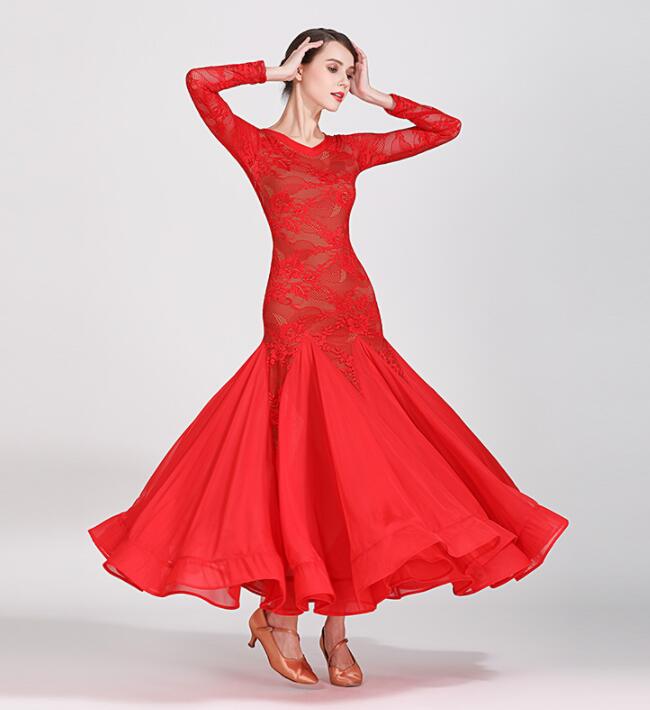 ロング丈ワンピース モダンドレス ワルツ ステージ衣装 ダンスウェア 社交ダンス衣装 スレンダー 練習着 社交ダンス パーティー 競技用のドレス モダン衣装 おしゃれ 社交ダンス レッスン着 フラメン