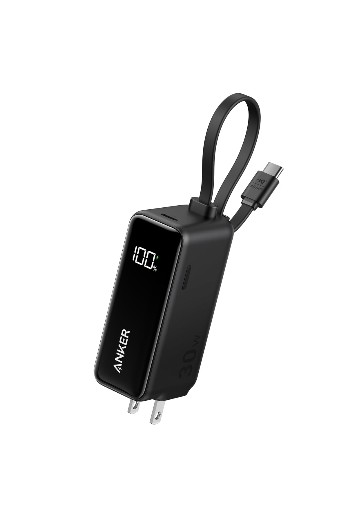 Anker Power Bank (30W, Fusion, Built-In USB-C ケーブル) (5000mAh 22.5W出力モバイルバッテリー搭載 30W出力USB充電器) / LEDディ
