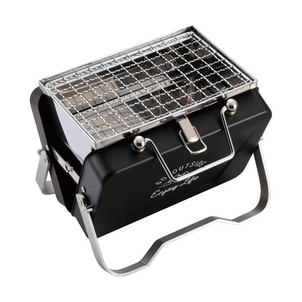 小型バーベキューコンロセット 煮炊き 焚火台 V型卓上グリル コンパクト B6型 ブラック ソロキャ 5,037円